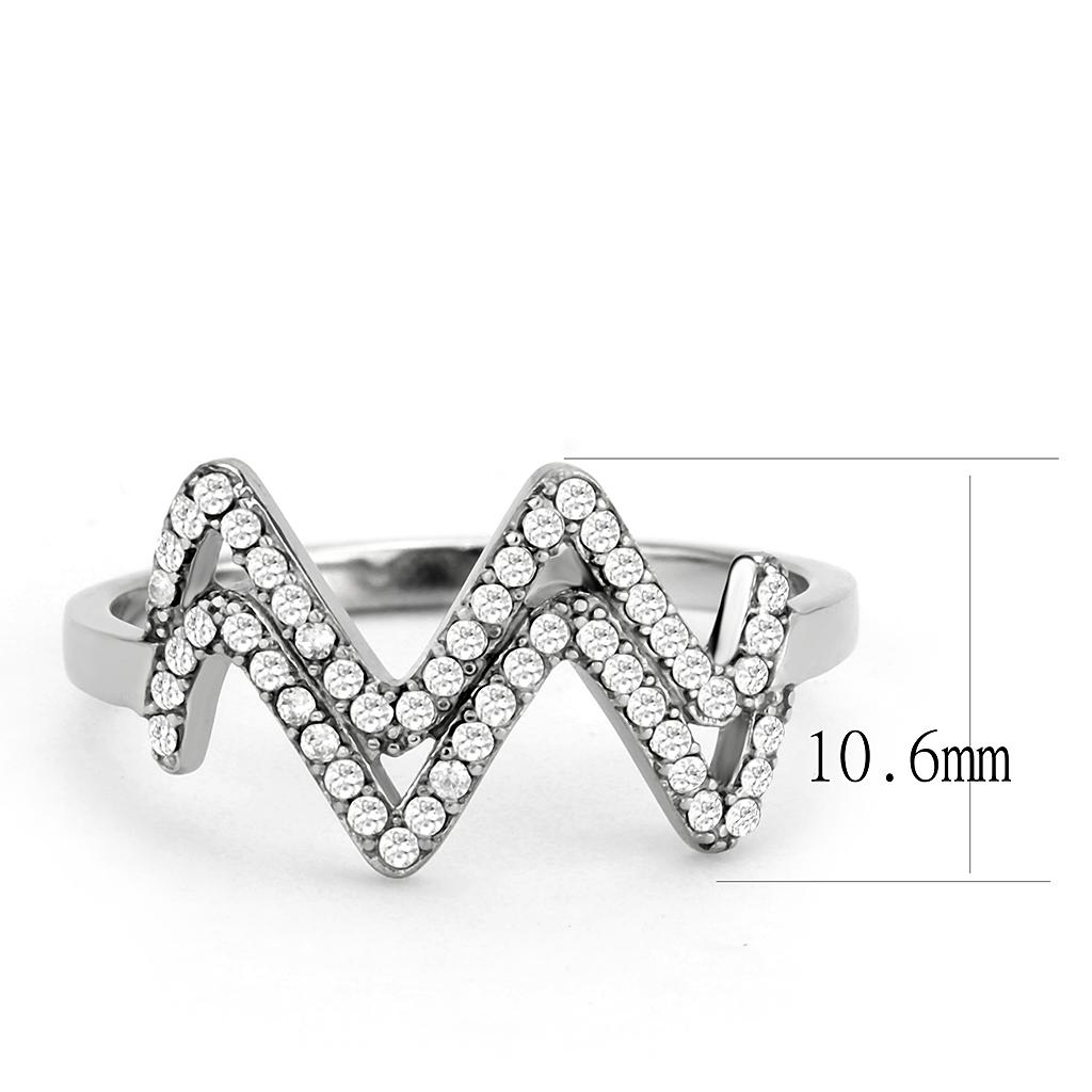 DA339 - No Plating Stainless Steel Ring with AAA Grade CZ  in Clear