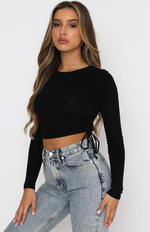 Women's Dry Crop Tops Long Sleeve Side Drawstring Ruched Shirts