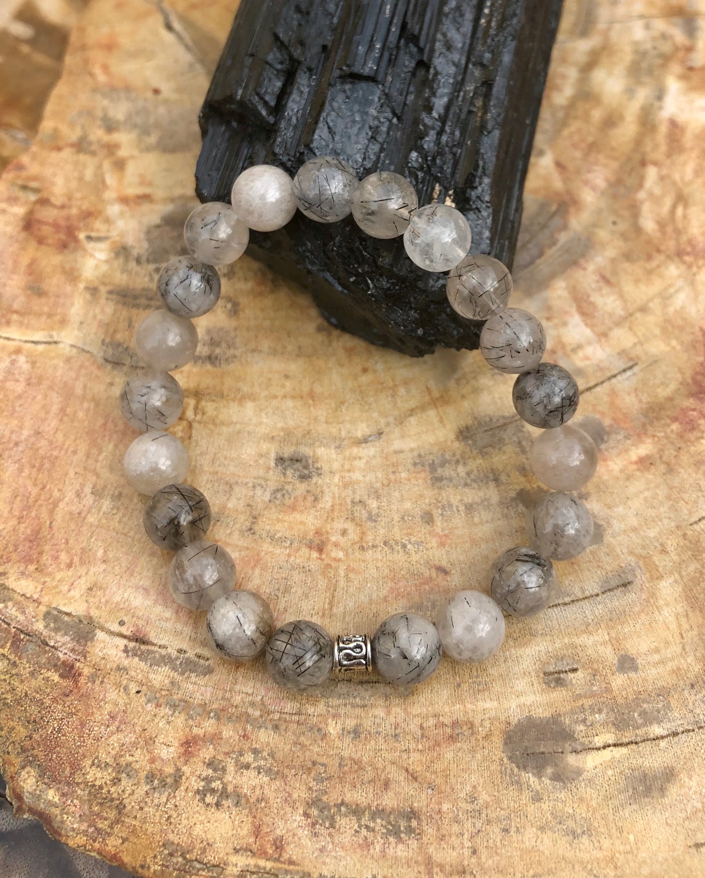 Black Tourmaline Quartz Stretch Bracelet! Natural Crystals & Handmade!